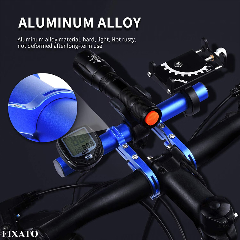 Extensie Ghidon Bicicleta, Trotineta Electrica, Scuter, Suport telefon, Pedometru, Claxon, 20 cm, include Banda Cauciuc anti-zgariere ghidon, FIXATO, Albastru [7]