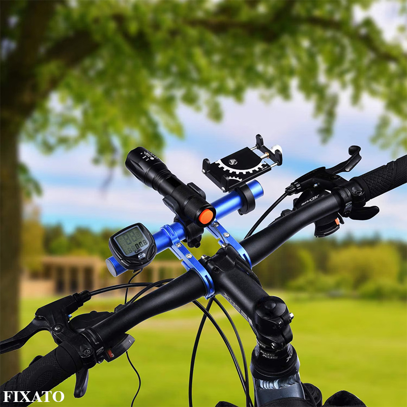 Extensie Ghidon Bicicleta, Trotineta Electrica, Scuter, Suport telefon, Pedometru, Claxon, 20 cm, include Banda Cauciuc anti-zgariere ghidon, FIXATO, Albastru [4]