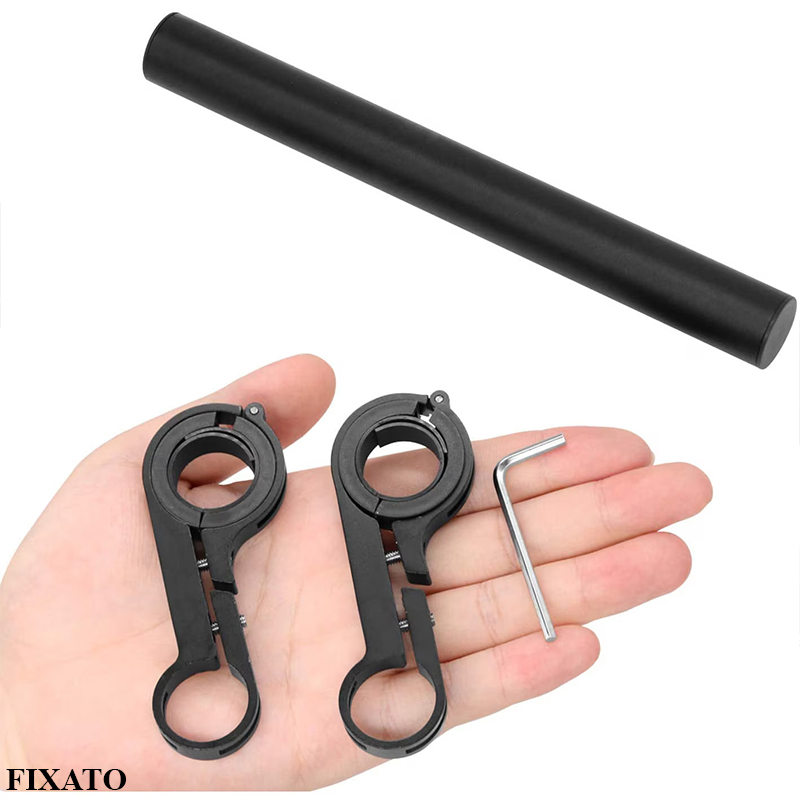 Extensie Ghidon Bicicleta, Trotineta Electrica, Scuter, Suport telefon, Pedometru, Claxon, 20 cm, include Banda Cauciuc anti-zgariere ghidon, FIXATO, Negru [7]