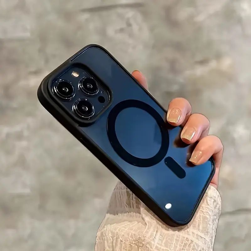 Husa de protectie compatibila cu iPhone 16 Pro, MagSafe, Impermeabil, Antizgarieturi, Anticadere, Semi-Transparenta cu Textura Mata, Neagra [2]