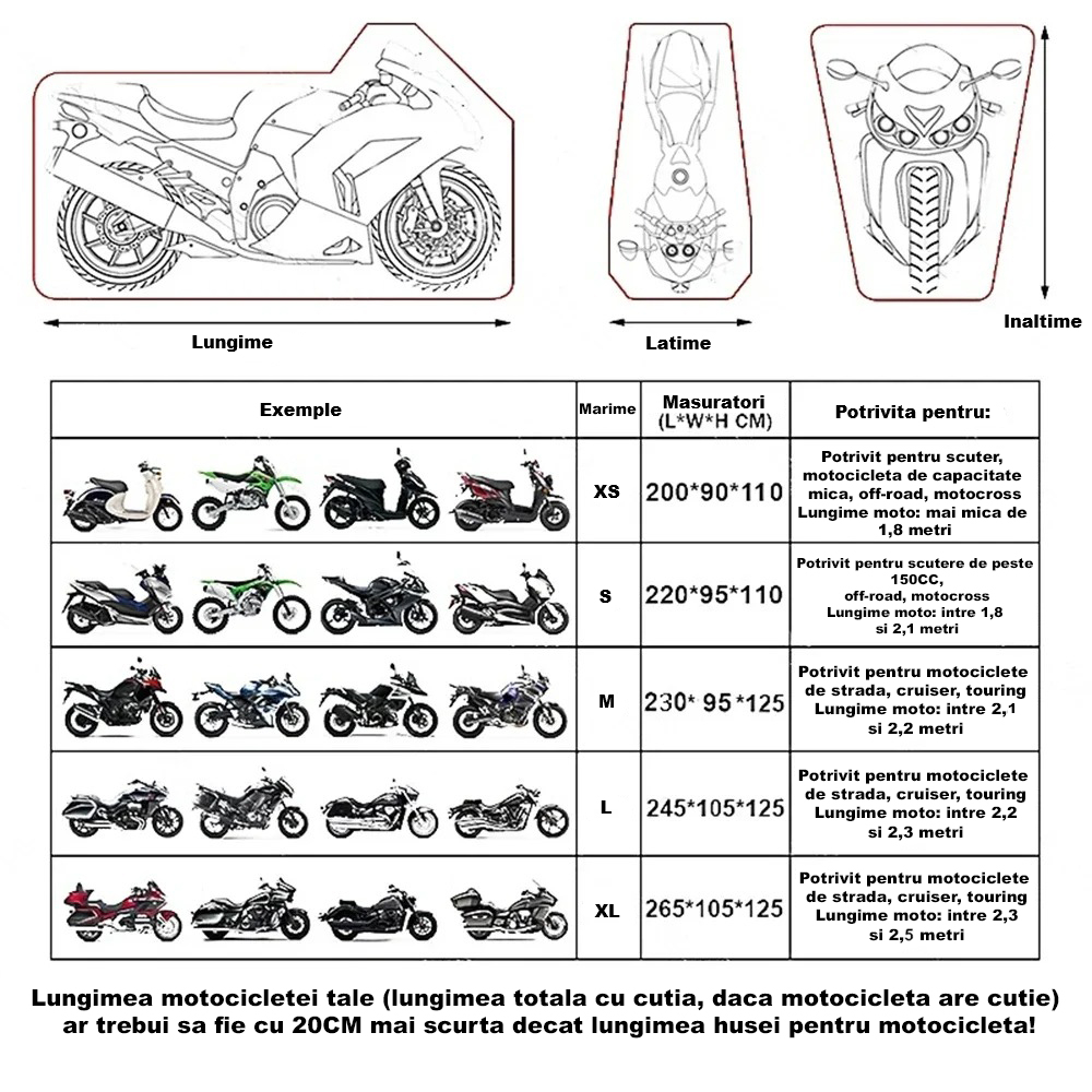 Husa Protectie Moto / Scuter marimea S, impermeabila, rezistenta la praf, negru, FIXATO [2]