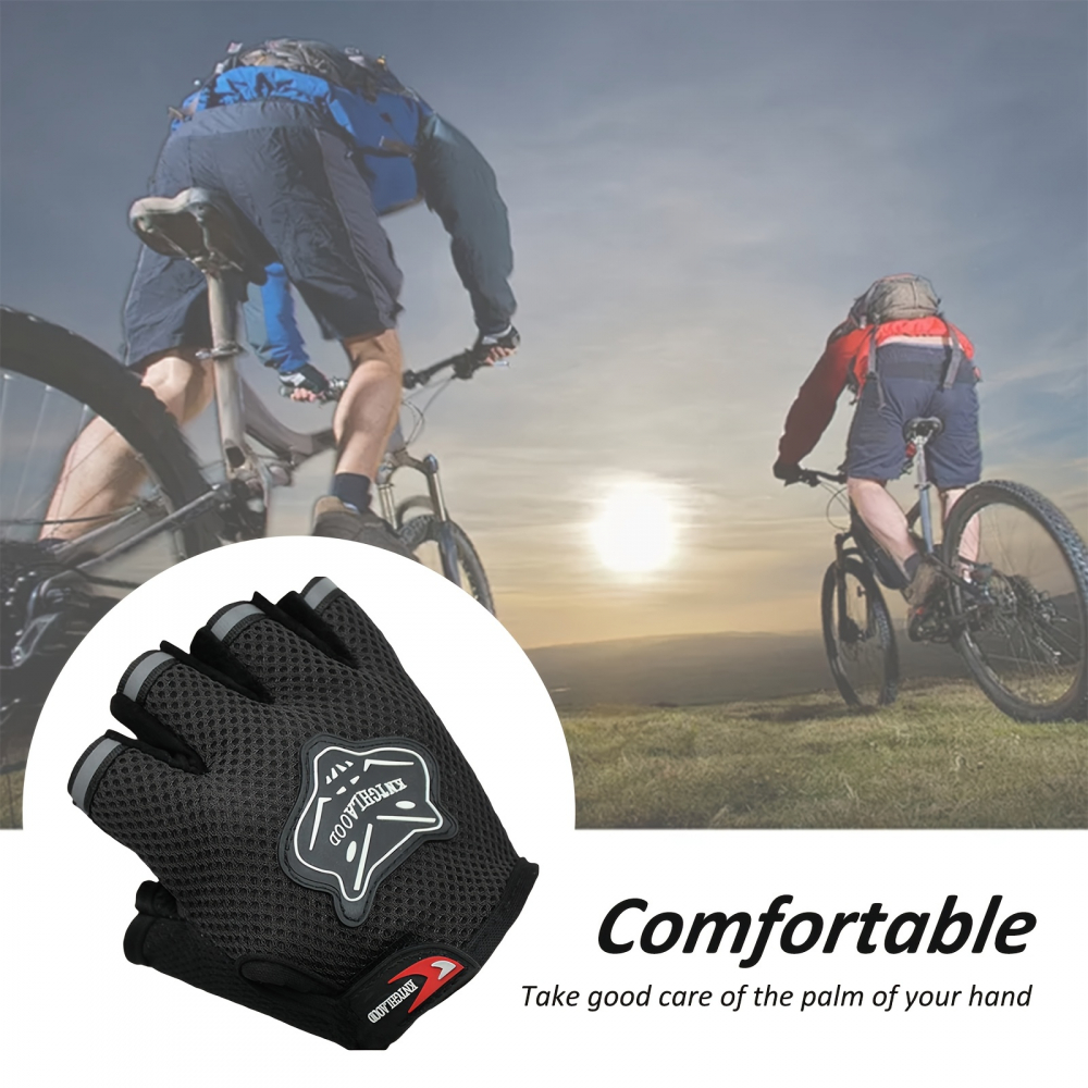 Manusi ciclism FIXATO pentru Bicicleta si Fitness cu protectie palma, din Material Respirabil, marime universala, Negre [5]