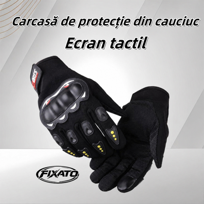 Manusi Moto FIXATO, Protectie Avansata, Anti-Alunecare, Touchscreen, Respirabile, Rezistente la Socuri, Negru [2]
