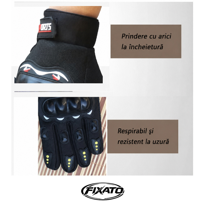 Manusi Moto FIXATO, Protectie Avansata, Anti-Alunecare, Touchscreen, Respirabile, Rezistente la Socuri, Negru [3]