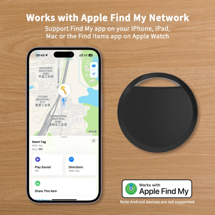 Mini GPS Tracker FIXATO, dispozitiv anti-pierdere, localizare in timp real, compatibil Apple Find My, pentru masini, copii, animale, bagaje, Negru [3]