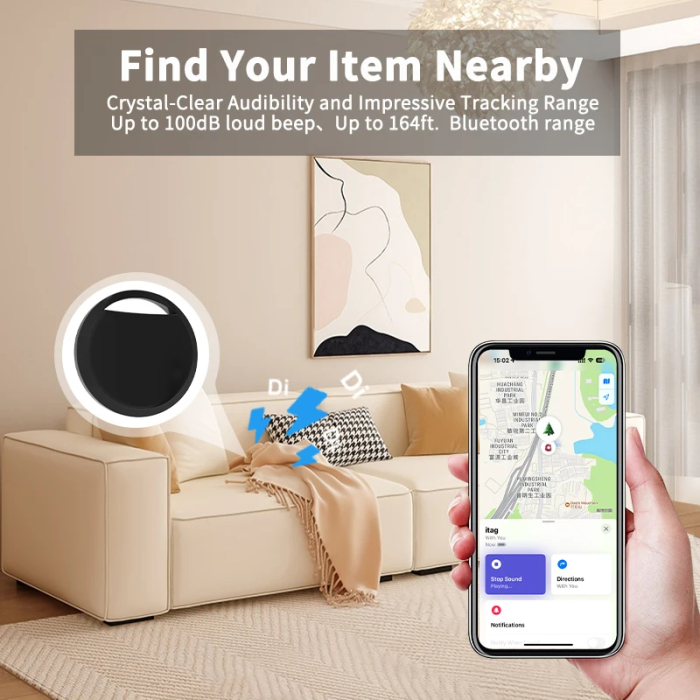Mini GPS Tracker FIXATO, dispozitiv anti-pierdere, localizare in timp real, compatibil Apple Find My, pentru masini, copii, animale, bagaje, Negru [5]