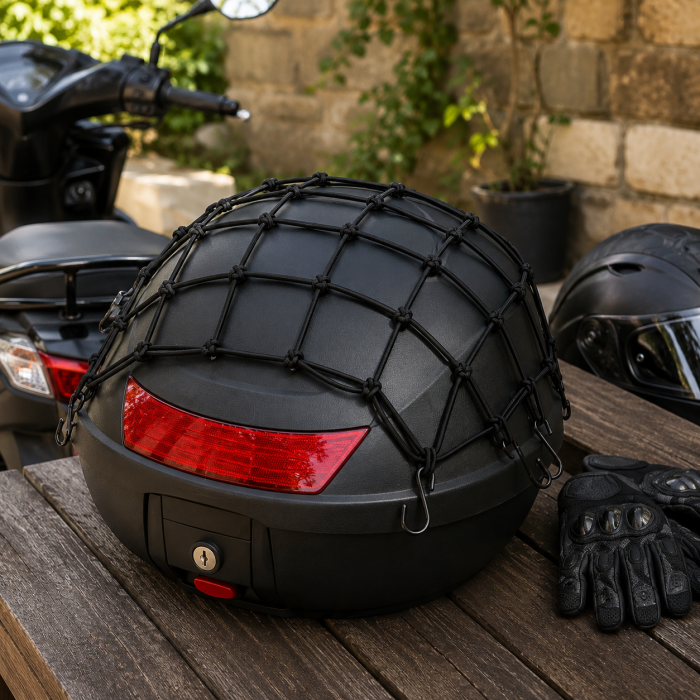 Plasa fixare bagaje FIXATO, pentru Moto, Scuter, ATV sau Bicicleta, fixare rapida cu carlige metalice, Negru, 40*40cm [4]