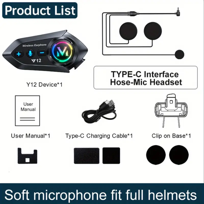 Sistem de Comunicare Moto Bluetooth, Intercom Casca Moto/Scuter, Afișaj LED RGB, Anulare Zgomot, Răspuns Automat, Navigație Vocală, Muzică, Impermeabil IPX6, Încărcare USB, FIXATO, Negru [3]