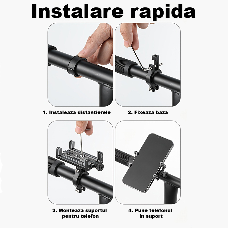Suport de telefon pentru Bicicleta/Motocicleta/Scuter/Trotineta, FIXATO, Aluminiu, Gri [3]