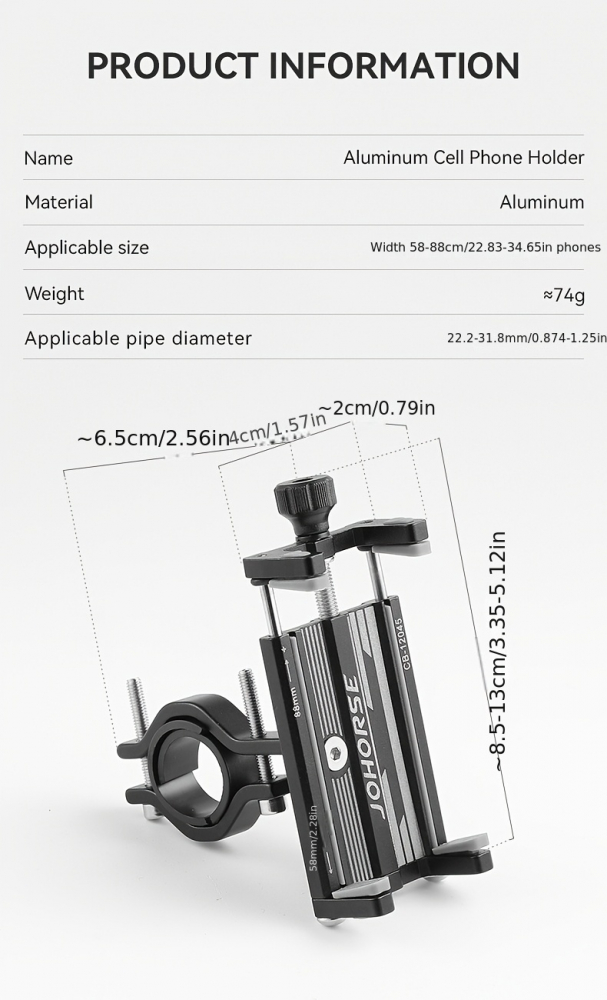 Suport de telefon pentru Bicicleta/Motocicleta/Scuter/Trotineta, FIXATO, Aluminiu, Negru [5]