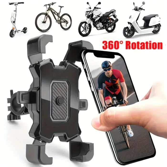 Suport de Telefon pentru Moto/Scuter/Bicicleta/Trotineta, FIXATO,  prindere pe ghidon. Negru [2]
