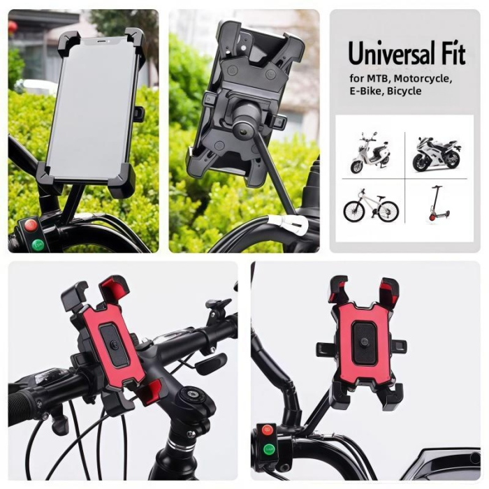 Suport de Telefon pentru Moto/Scuter/Bicicleta/Trotineta, FIXATO, prindere pe oglinda, Negru [3]