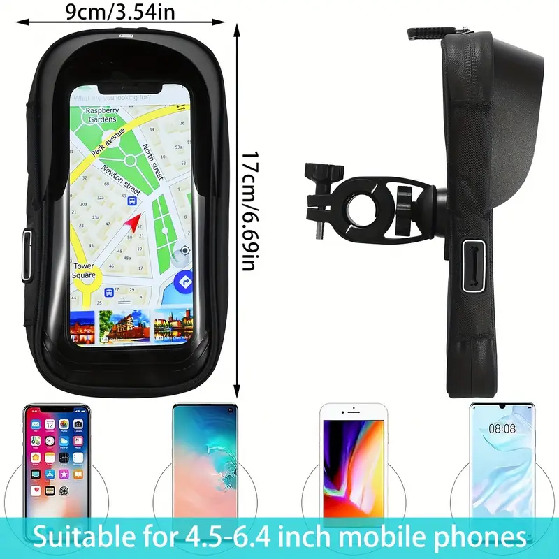Suport de telefon, rezistent la apa, pentru Bicicleta/Motocicleta/Scuter/Trotineta, FIXATO, Negru [2]