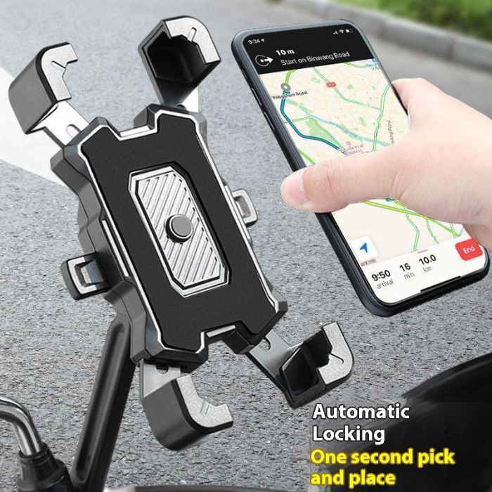 Suport Telefon pentru motocicleta/scuter Rotire la 360°, Negru, prindere pe oglinda [2]