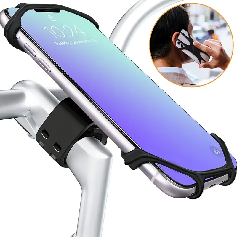 Suport telefon universal pentru bicicleta, FIXATO, rotativ 360°, montaj pe ghidon, silicon, compatibil bicicleta, scuter, carut, trotineta, Galben [7]