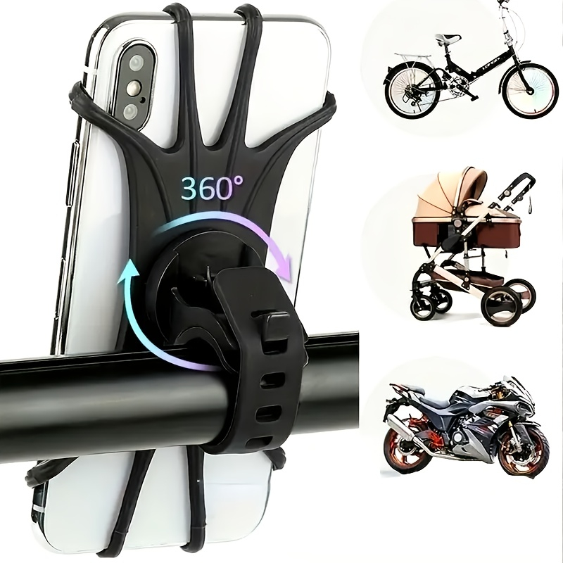 Suport telefon universal pentru bicicleta, FIXATO, rotativ 360°, montaj pe ghidon, silicon, compatibil bicicleta, scuter, carut, trotineta, Negru [1]
