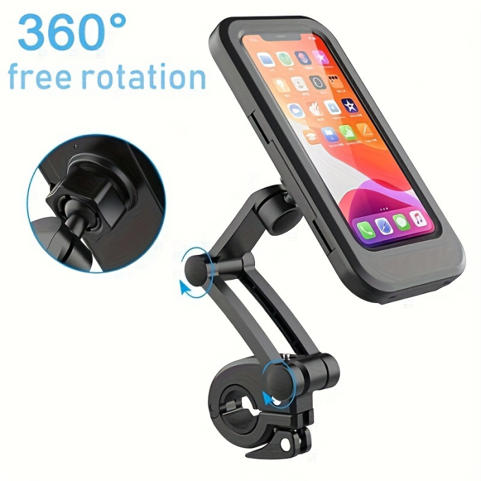 Suport Universal Impermeabil pentru Telefon pentru Motocicleta, Bicicleta, Scuter, Material ABS, Suport GPS rotativ 360°, suport reglabil pentru telefon, FIXATO [4]