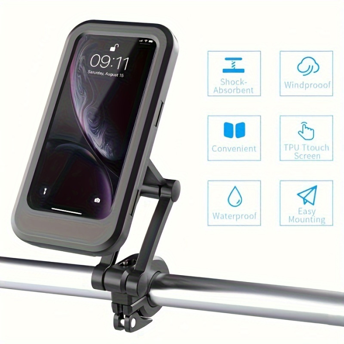 Suport Universal Impermeabil pentru Telefon pentru Motocicleta, Bicicleta, Scuter, Material ABS, Suport GPS rotativ 360°, suport reglabil pentru telefon, FIXATO [3]