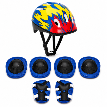 Set Protectie Pentru Copii 7 in 1 FIXATO, Casca pentru 4-12 ani, Genunchiere, Cotiere si Aparatori Incheieturi, pentru Ciclism, Patinaj, Skateboard, Multicolor [0]