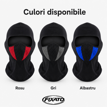 Cagula Moto FIXATO, Unisex, Protectie UV, Masca Mesh, Material elastic si respirabil, Marime universala, Negru cu Gri [2]