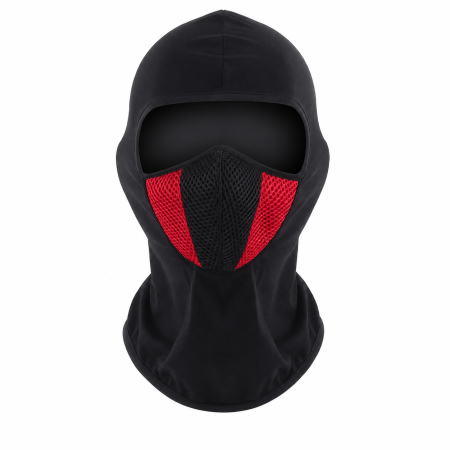 CAGULE - Cagula Moto FIXATO, Unisex, Protectie UV, Masca Mesh, Material elastic si respirabil, Marime universala, Negru cu Rosu