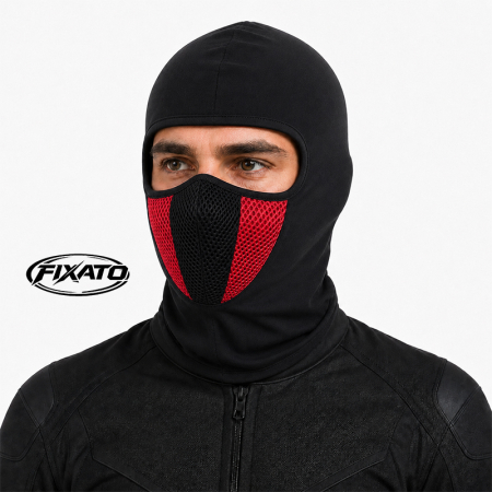 Cagula Moto FIXATO, Unisex, Protectie UV, Masca Mesh, Material elastic si respirabil, Marime universala, Negru cu Rosu [1]