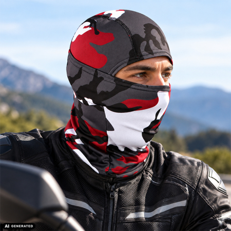 Cagula Tactica FIXATO, 6in1 Multifunctionala, Protectie UV, Material elastic, respirabil, Marime universala, Crimson Camo [1]