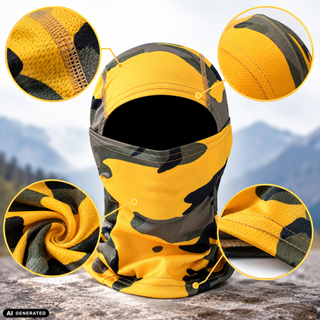 Cagula Tactica FIXATO, 6in1 Multifunctionala, Protectie UV, Material elastic, respirabil, Marime universala, Hazard Camo [2]