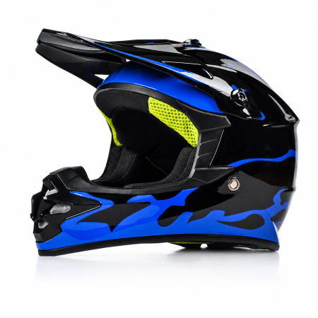 CASTI ENDURO / CROSS / ATV - Casca Copii Moto/Enduro FIXATO, Interior Confortabil, Ventilatie Multipla, pentru Moto, Cross, Enduro, ATV, Dirt Bike, Albastru,  S 49-50cm
