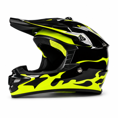CASTI ENDURO / CROSS / ATV - Casca Moto/Enduro FIXATO, Interior Confortabil, Ventilatie Multipla, pentru Moto, Cross, Enduro, ATV, Dirt Bike, Galben Neon,  L 53-54cm