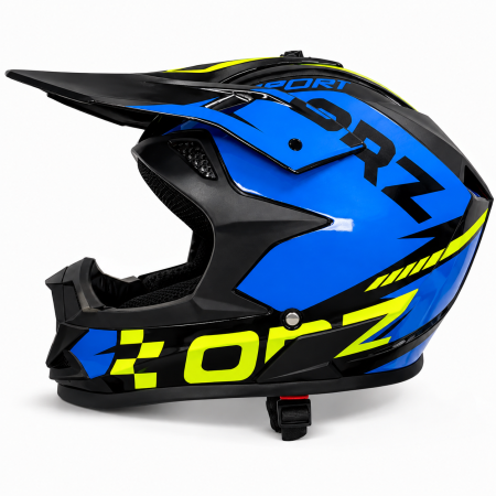 CASTI ENDURO / CROSS / ATV - Casca Moto/Enduro FIXATO, Interior Confortabil, Ventilatie Multipla, Albastru cu Verde