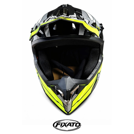 Casca Moto/Enduro FIXATO, Interior Confortabil, Ventilatie Multipla, Gri cu Verde, L 59-60cm [3]