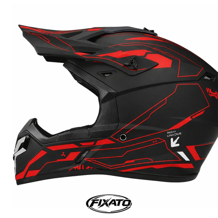 Casca Moto/Enduro FIXATO, Interior Confortabil, Ventilatie Multipla, Negru cu Rosu, L 59-60cm [4]