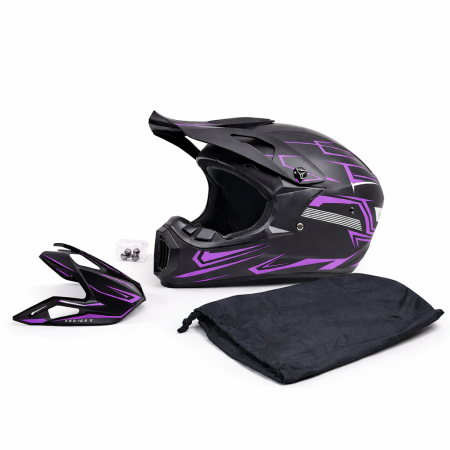 Casca Moto/Enduro, Interior Confortabil, Ventilatie Multipla, pentru Motociclete, Cross, Enduro, ATV, Dirt Bike, FIXATO,  Marime S, Mov [1]