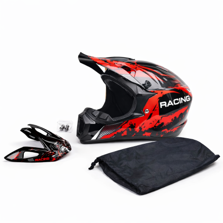 Casca Moto/Enduro, Interior Confortabil, Ventilatie Multipla, pentru Motociclete, Cross, Enduro, ATV, Dirt Bike, FIXATO,  Marime L, Rosu [1]