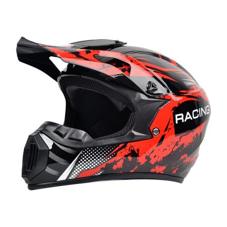 Casti - Casca Moto/Enduro, Interior Confortabil, Ventilatie Multipla, pentru Motociclete, Cross, Enduro, ATV, Dirt Bike, FIXATO,  Marime L, Rosu