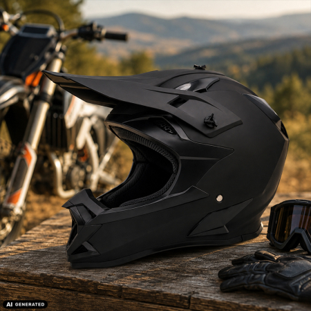Casca Moto/Enduro, Interior Confortabil, Ventilatie Multipla, pentru Motociclete, Cross, Enduro, ATV, Dirt Bike, FIXATO,  Marime M, Negru [2]