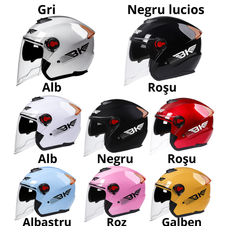 Casca Moto/Scuter FIXATO BK, Vizieră Dublă, Protecție UV, Ventilație Superioară, marime universala 54-59cm, Rosu [2]