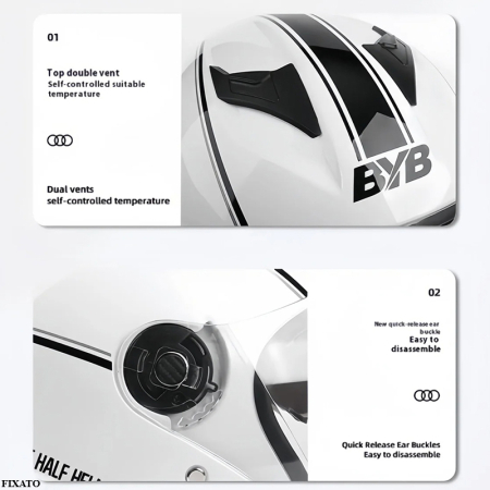 Casca Moto/Scuter FIXATO Italia, Viziera Dubla, Protectie UV, marime universala 56-62cm, Alba [4]