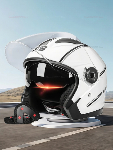 Casca Moto/Scuter FIXATO Italia, Viziera Dubla, Protectie UV, marime universala 56-62cm, Alba [5]