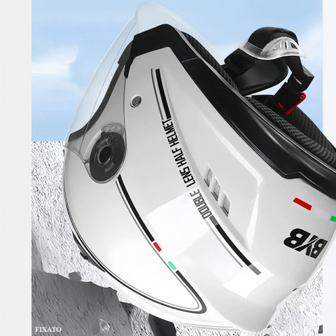 Casca Moto/Scuter FIXATO Italia, Viziera Dubla, Protectie UV, marime universala 56-62cm, Gri [8]