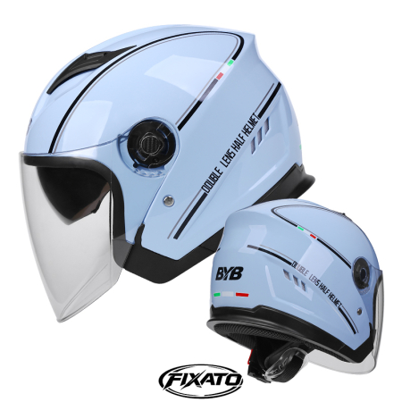 Casca Moto/Scuter FIXATO Italia, Viziera Dubla, Protectie UV, Marime universala 57-61cm, Albastru [1]