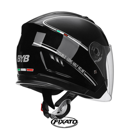 Casca Moto/Scuter FIXATO Italia, Viziera Dubla, Protectie UV, Marime universala 57-61cm, Negru [2]