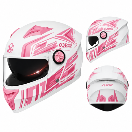 Casca Moto/Scuter FIXATO Phantom, Protectie UV, Viziera Dubla, Ventilatie buna si permeabilitate la aer, Marime universala 59-62 cm, Alb Roz [0]