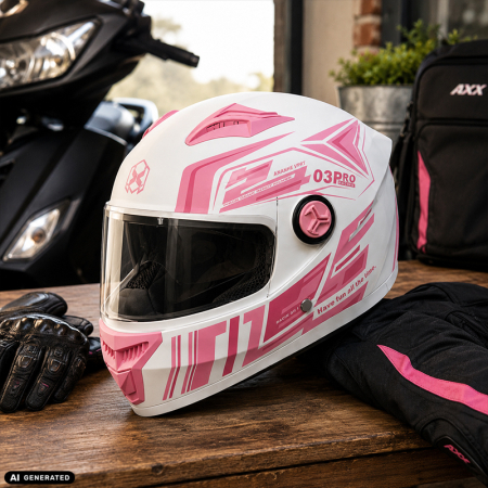 Casca Moto/Scuter FIXATO Phantom, Protectie UV, Viziera Dubla, Ventilatie buna si permeabilitate la aer, Marime universala 59-62 cm, Alb Roz [3]