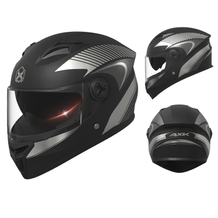 Casti - Casca Moto/Scuter FIXATO Phantom, Protectie UV, Viziera Dubla, Ventilatie buna si permeabilitate la aer, Negru Argintiu, Marime universala 57-62 cm