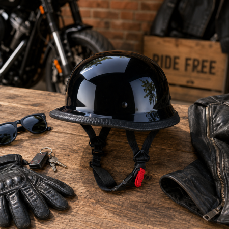 Casca Moto/Scuter FIXATO Retro German, Interior Confortabil, Prindere rapida, Negru Lucios, Marime XL 61-62cm [4]