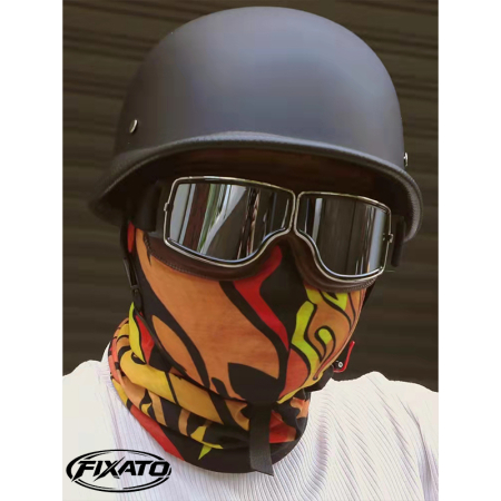 Casca Moto/Scuter FIXATO Retro German, Interior Confortabil, Prindere rapida, Negru Mat [4]