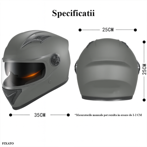 Casca Moto/Scuter FIXATO Ultra, Protectie UV, Viziera Dubla, Ventilatie buna si permeabilitate la aer, Esarfa de iarna detasabila, Gri, Marime universala 54-62 cm [1]