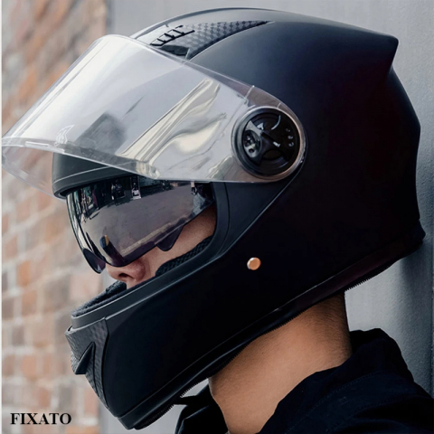 Casca Moto/Scuter FIXATO Ultra, Protectie UV, Viziera Dubla, Ventilatie buna si permeabilitate la aer, Esarfa de iarna detasabila, Negru lucios, Marime universala 54-62 cm [7]